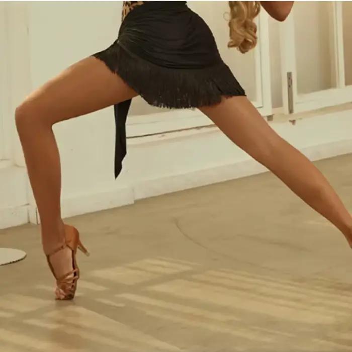 Body de danse latine noir pour femmes, col en V, dos nu, costume de danse latine, vêtements de danse, haut, jupe féminine, valse