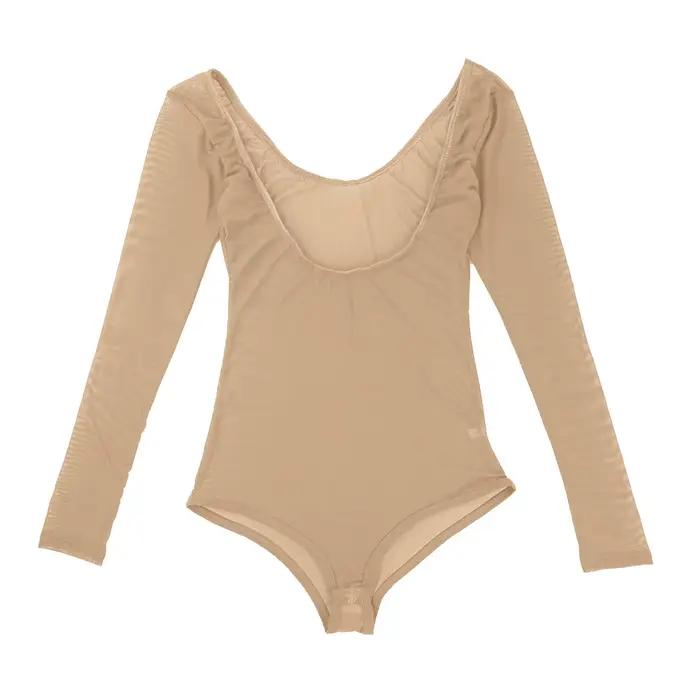 TiaoBug femmes pratique danse du ventre bas body maille pure sous le buste justaucorps avec string dame danse body sous-vêtements