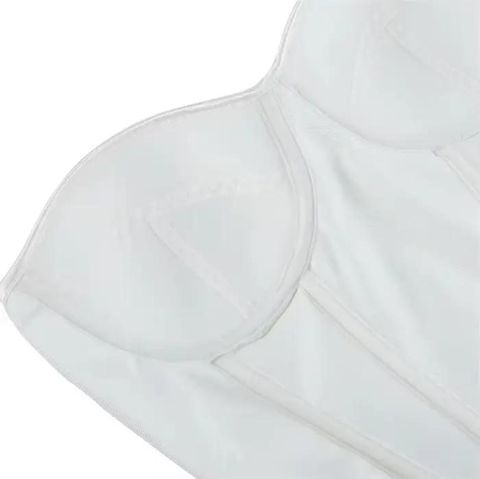 Corset Blanc à Lacets pour Femme, Bustier avec Soutien-Gorge, Corsage Désossé, Ceinture de Taille, Serré