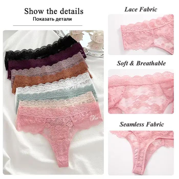 3 pièces dentelle Sexy tongs femmes taille basse slips Sexy doux dames sous-vêtements à la mode Floral caleçons femme fleurie culotte Lingerie