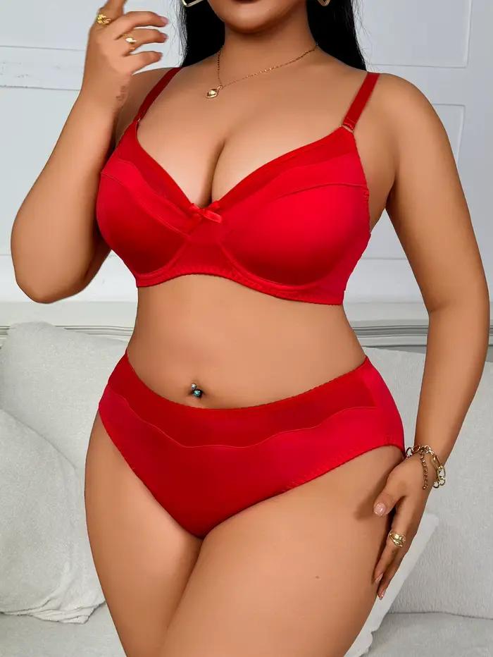 Ensemble de lingerie minimiseur grande taille, soutien-gorge de soutien rouge sexy lisse sans couture sans fil