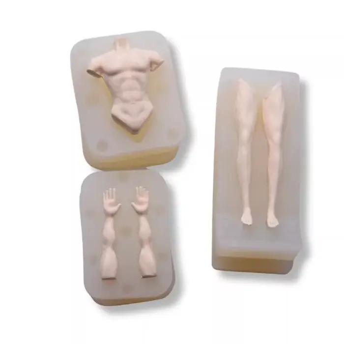 Moule en silicone pour corps masculin avec muscles abdominaux, fait main, pour sculpture en argile ultra-légère, outil créatif pour poupées et dessins animés