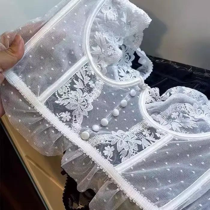 Ensemble de lingerie sexy pour femmes, soutien-gorge push-up en dentelle transparente, ensemble de culottes, lingerie blanche fine pour mariage