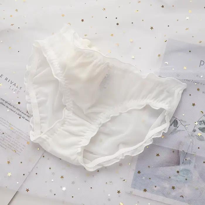 Sous-vêtements en maille et dentelle pour filles, culottes sans couture pour femmes, Lingerie transparente, nœud, Lingerie pour femmes mûres