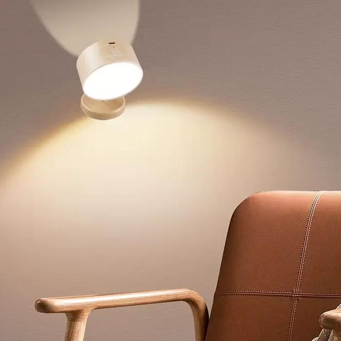 Veilleuse magnétique sans fil à 3 températures de couleur et luminosité réglable, éclairage mural 360° °   Lampes murales LED rotatives pour chambre à coucher