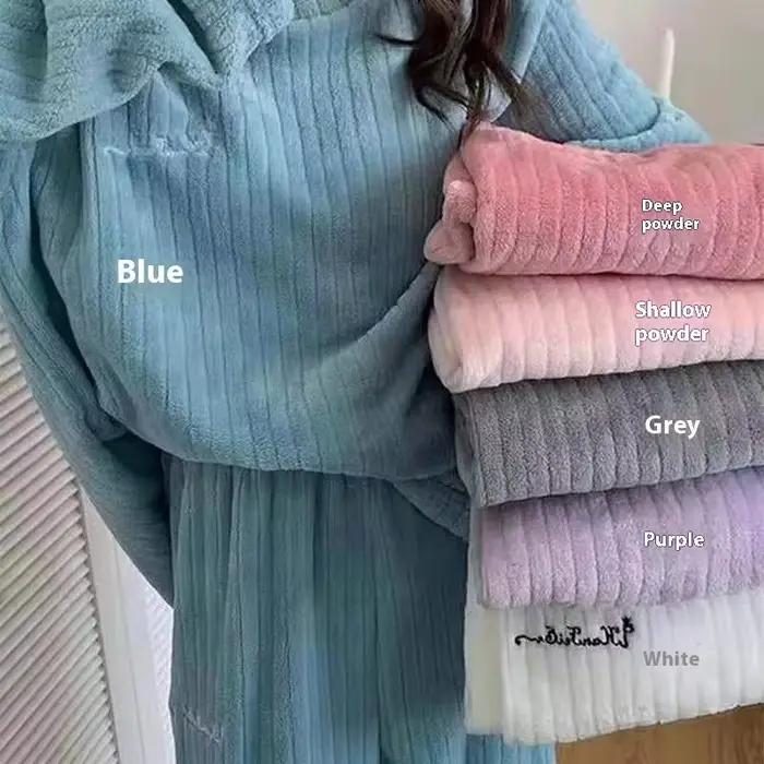 Pyjama d'hiver pour femmes, vêtements de maison, vêtements chauds d'automne et d'hiver, en velours de corail, pour loisirs, rembourrés, nouvelle collection