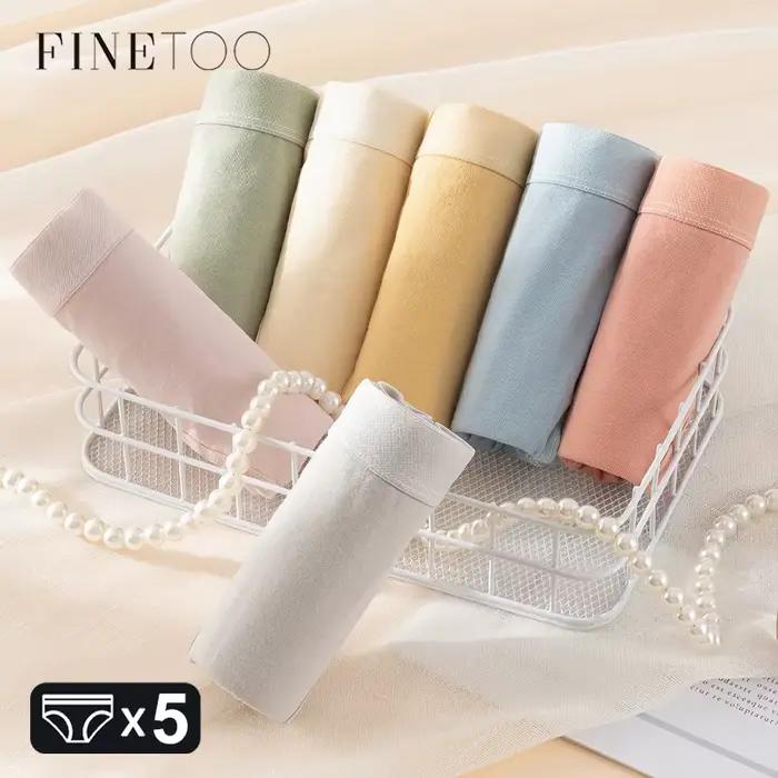 FINETOO-Culottes 100% coton pour femmes, 5 pièces, sexy, taille basse, sous-vêtements féminins respirants, couleur unie, lingerie M-XL