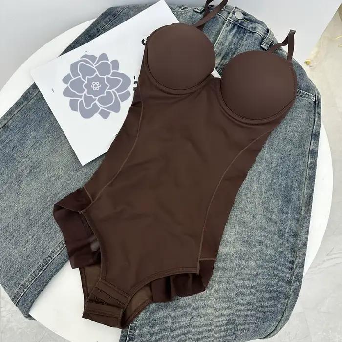 Body col femmes déplacements moulant thermique moulante taille-entraînement asymétrique avant-fermeture éclair broderie dame serré