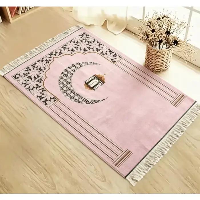 Tapis de prière islamique à motifs floraux, tapis de culte musulman facile à nettoyer, pliable, doux pour la peau et résistant à l'usure, couverture à genoux
