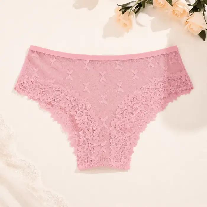 Culottes transparentes taille basse en maille pour femmes, sans couture, avec dentelle florale papillon, pour filles