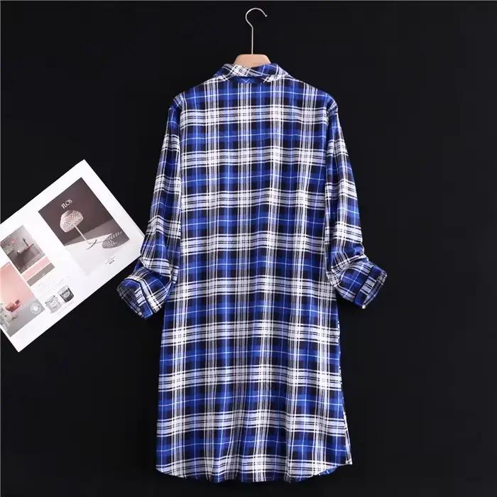 Chemise cardigan brossée en coton pour femmes, chemise de nuit avec bouton, style long, vêtements de nuit d'automne et d'hiver, nouveau