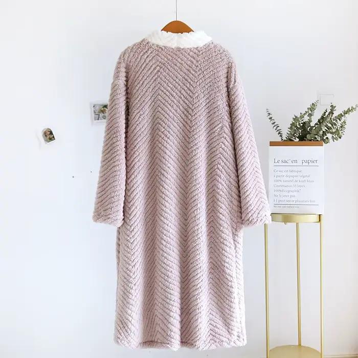 Automne hiver Robe de nuit femme corail velours hiver Robe épaissir chaud femmes peignoir flanelle ample neige porter maison Robes poches