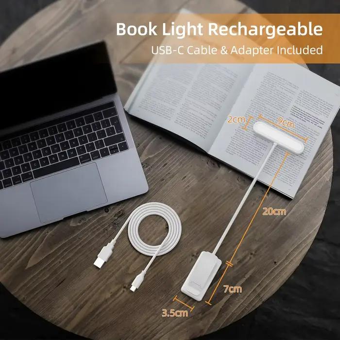Lampe de lecture USB rechargeable, lumière blanche chaude, froide et du jour, portable, flexible, facile à clipser, lampe de lecture nocturne