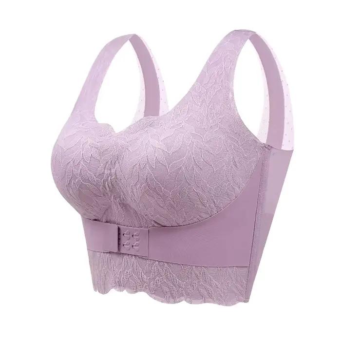 Soutien-gorge de sport froncé en émail à armatures fines pour femmes, lingerie non marquante, taille plus, anti-affaissement des seins