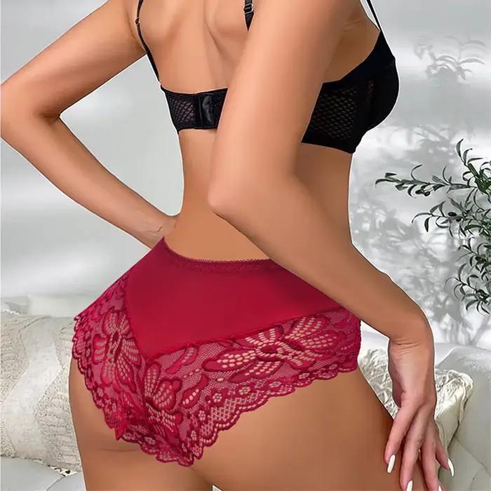 Culotte en Dentelle Transparente pour Femme, Sous-Vêtement Romantique, Sans Couture, Couleur Unie, Taille Basse