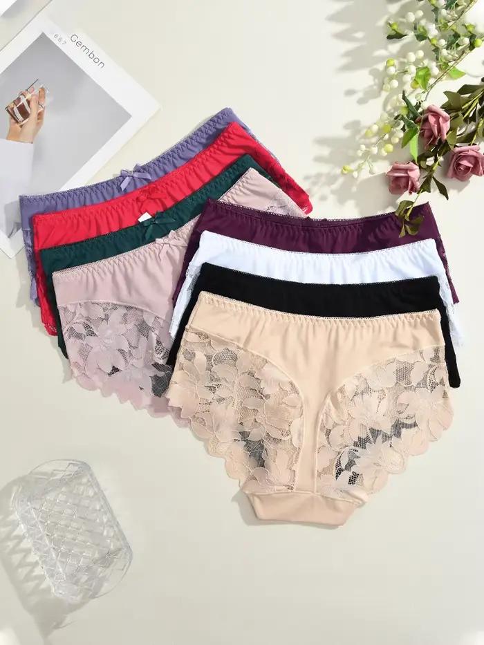 S-XXL femmes dentelle culottes Patchwork sous-vêtements sans couture Sexy luxe évider solide slips filles taille moyenne respirant Lingerie
