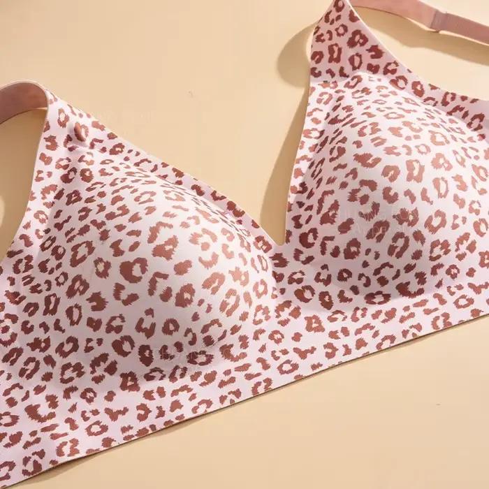 Soutien-gorge imprimé léopard sans armatures pour femmes confort invisible respirant bonnet complet invisible sous vêtementsUsageIdOccasionsSpéciales