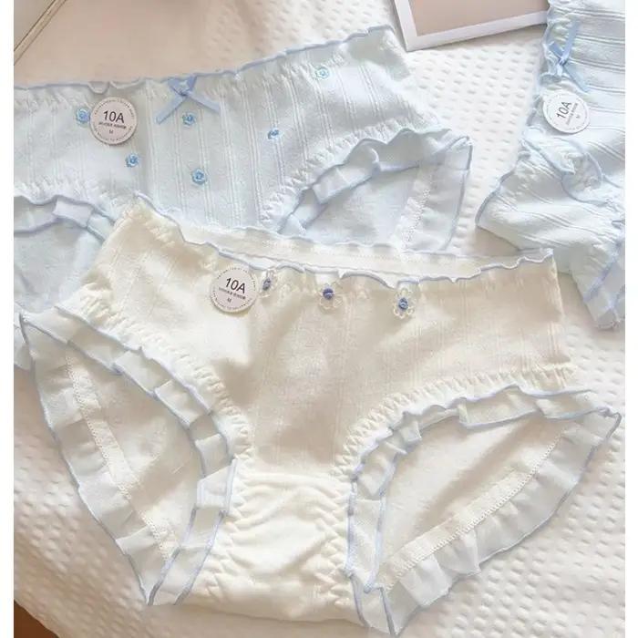 Culottes pour femmes 10A antibactériennes, douces et confortables, respirantes, respectueuses de la peau, avec entrejambe en coton, taille mi-haute, bleu mer, modèle charmant