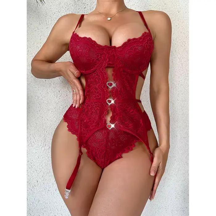 Ensemble de lingerie 2 pièces pour femme, soutien-gorge et dos en T, sous-vêtements féminins transparents, costume de batterie, jarretière, pilotes chauds, lingeries 7.0