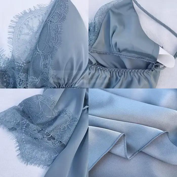 Ensemble de pyjamas en dentelle pour femmes, robe de bain sexy, chemise de nuit en satin, vêtements de maison, vêtements de détente, printemps, été, 5 pièces