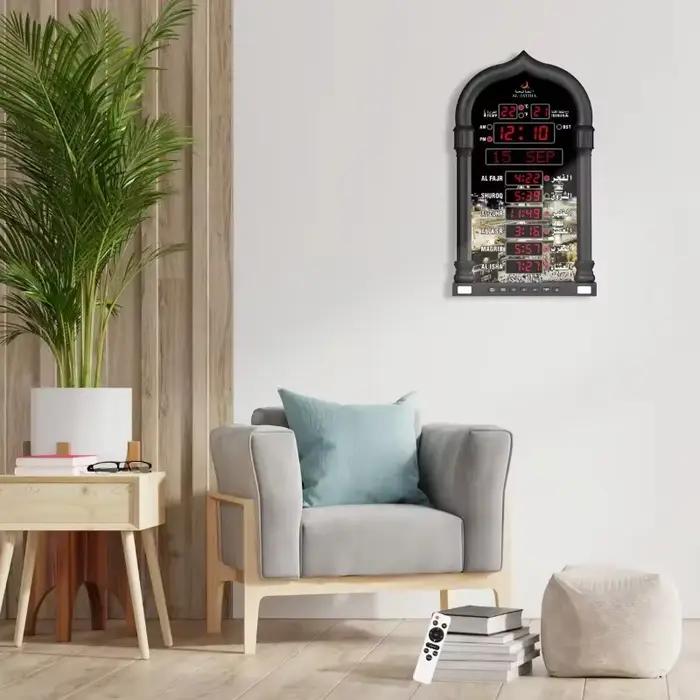 Horloge murale Azan, horloge de prière musulmane islamique élégante, alarme de rappel de prière, horloge murale de mosquée, heure de prière, Hijri, numérique, LED, Azan