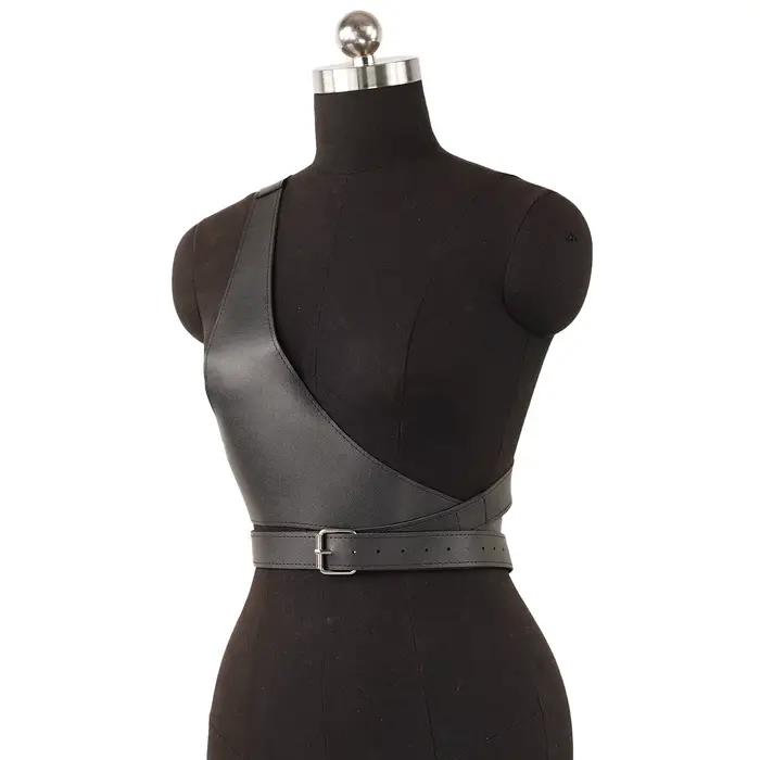 Corsets pour femmes, ceinture large, corset gothique sous-poitrine en cuir PU, crop top, couleur unie, gilet ajustable, ceinture de taille, accessoires vestimentaires