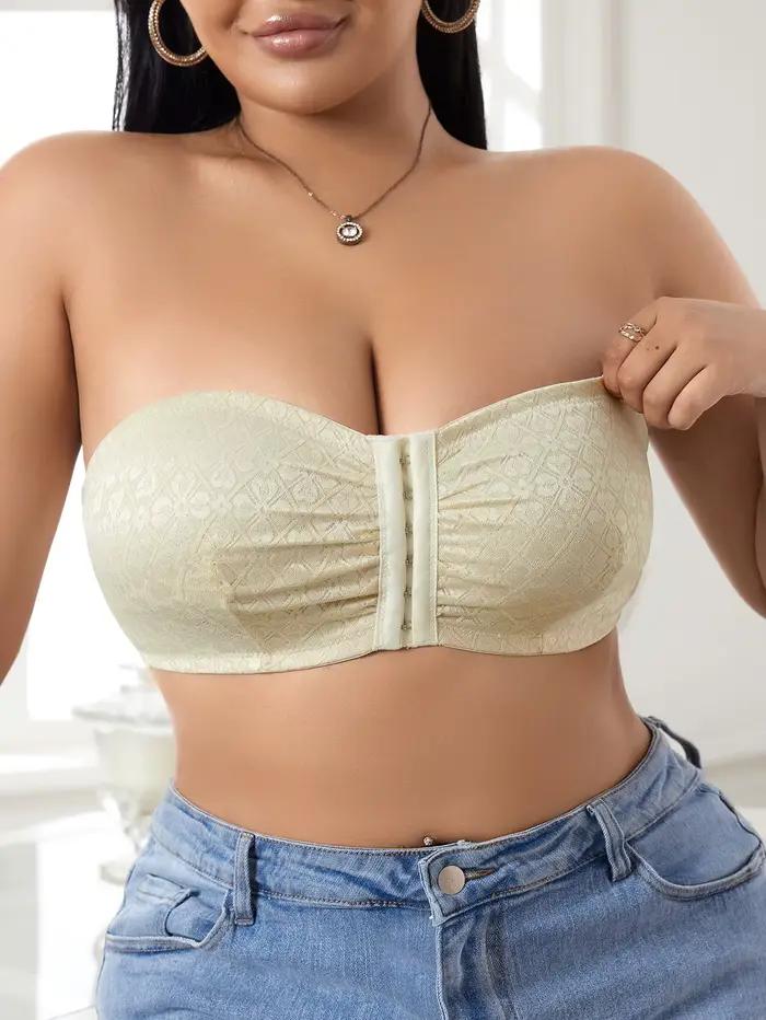 Soutien-gorge sexy en dentelle grande taille à fermeture avant, sans bretelles, push-up, sans armatures, tendance, non doublé, confortable pour épaules dénudées