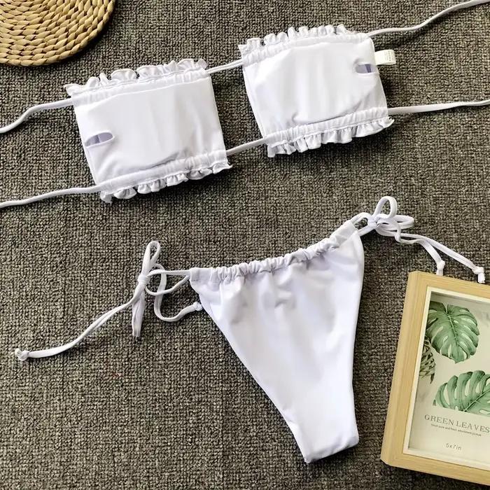 Bikinis froncés Sexy String Maillot De Bain femmes Extrem maillot De Bain Bikini Maillot De Bain tendance vêtements De plage Mayo Tangas Maillot De Bain Femme