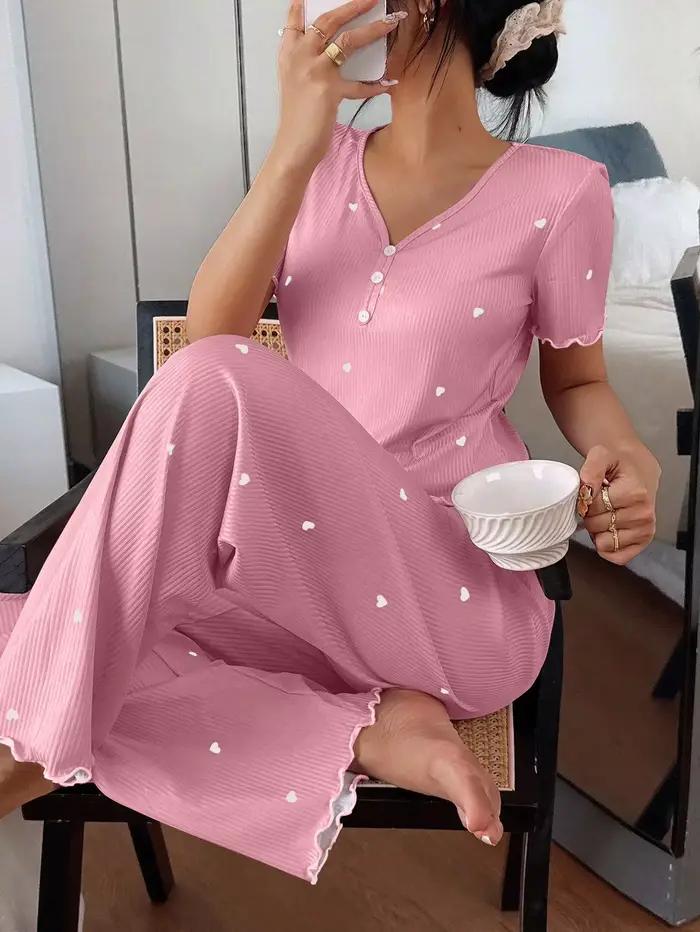 Ensembles assortis pour femmes, vêtements de nuit pour femmes, pyjama pour femmes, ensemble de pyjama à manches courtes, ensemble 2 pièces, tenue de maison pour femmes, pyjamas femmes