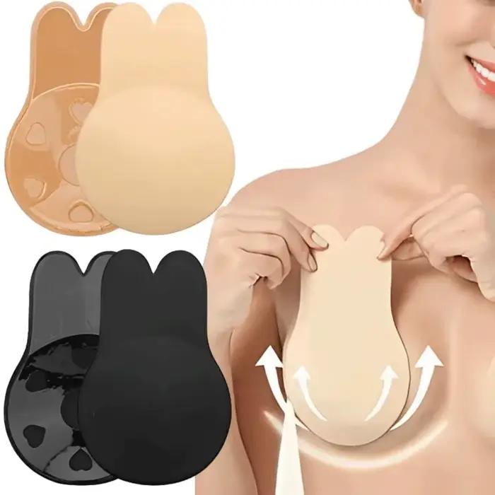 Femmes Push Up soutiens-gorge auto-adhésif Silicone sans bretelles Invisible soutien-gorge réutilisable collant soutiens-gorge bande lapin mamelon couverture soutien-gorge coussinets