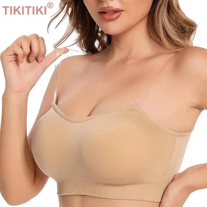 Soutiens-gorge sans bretelles pour femmes, bralette push-up sans fil rembourrée, bandeau sans couture antidérapant, brassière quotidienne sans armatures