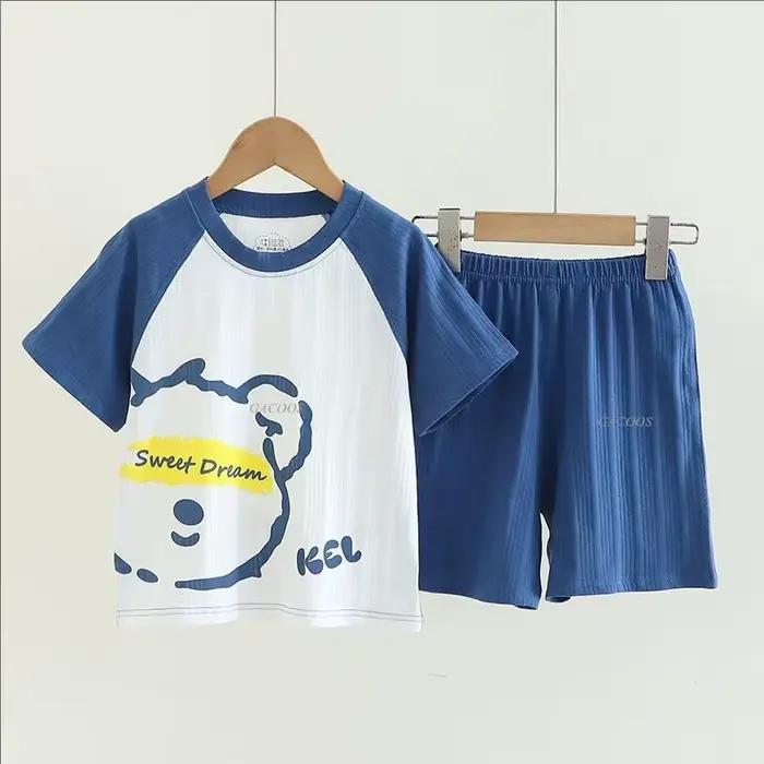 Ensembles de pyjamas pour garçons 4 à 5 6 7 8 9 10 11 12 13 14 16 ans coton doux à manches courtes ensemble de pyjamas pour tout-petits pyjamas d'astronaute bleu