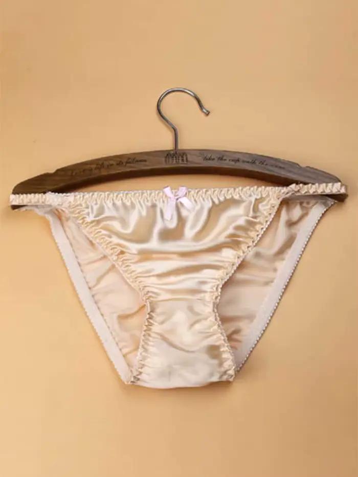 Sous-vêtements sexy pour femme en soie de mûrier 100%, élégants avec un nœud, culottes en soie à taille basse pour femmes