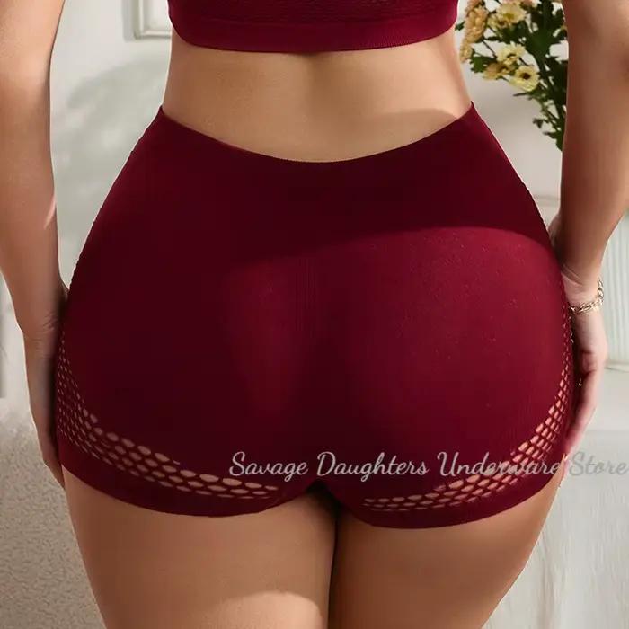 Culottes à motif étoile pour femmes, sous-vêtements sans couture, dentelle ajourée, boxers respirants, lingerie confortable, shorty sport