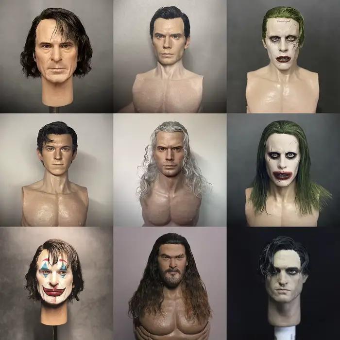 XT001 1/6 Heath Ledger Henry Cavill Joaquin Phoenix Tom Holland Robert Pattinson tête sculpter transplantation de cheveux tête sculpture