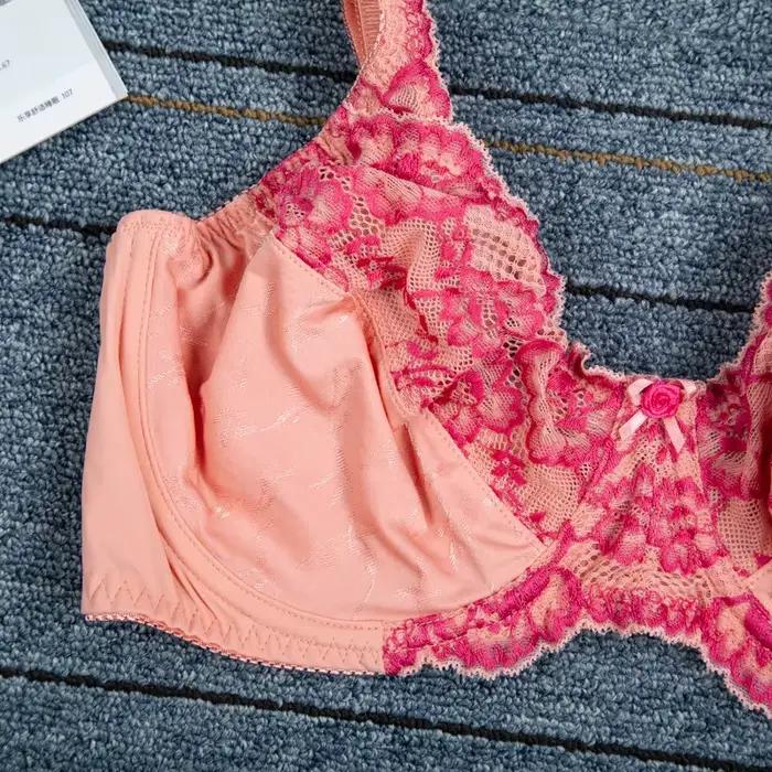 Soutien-gorge minimiseur à armatures non rembourré pour femme, lingerie florale en dentelle, couverture complète, grande taille, 34, 36, 38, 40, 42, 44, C, D, E, F