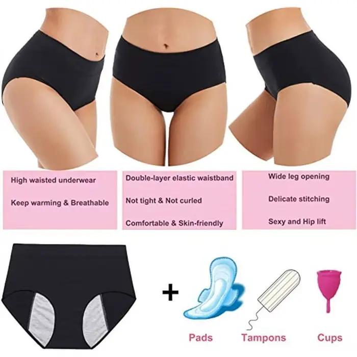 Culotte Menstruelle en Coton de Taille Haute, Sous-Vêtement Menstruel