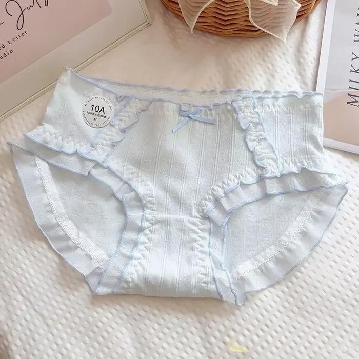 Culottes pour femmes 10A antibactériennes, douces et confortables, respirantes, respectueuses de la peau, avec entrejambe en coton, taille mi-haute, bleu mer, modèle charmant