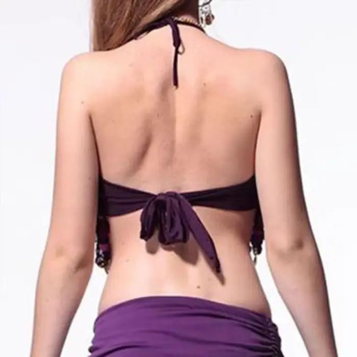 Soutien-Gorge à Paillettes Brillantes pour Femme, Halter, Salsa, brevdu Ventre, Boho, Festival, Wlbing, Tribal, BH