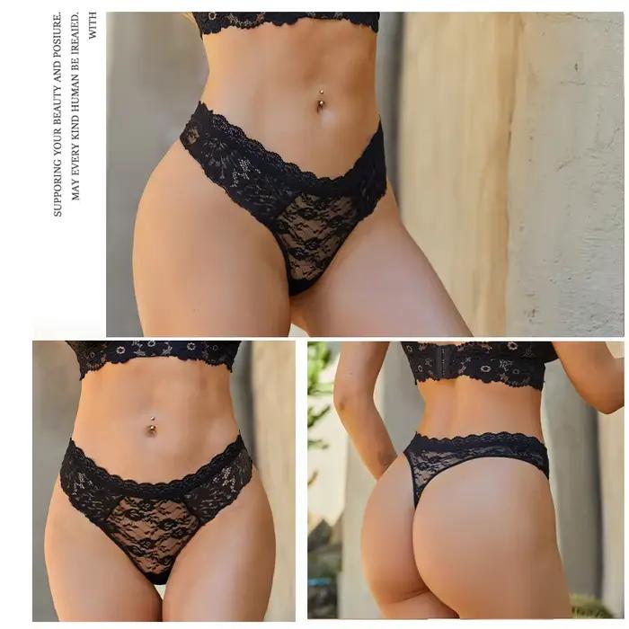 3 pièces dentelle Sexy tongs femmes taille basse slips Sexy doux dames sous-vêtements à la mode Floral caleçons femme fleurie culotte Lingerie