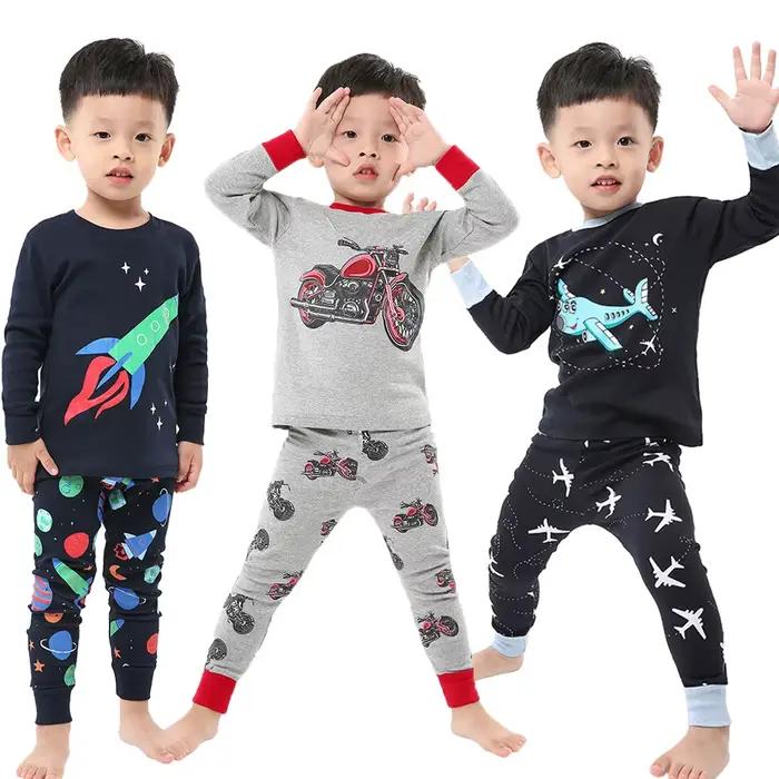 Garçons pyjamas ensembles 2 à 3 4 5 6 7 8 ans coton à manches longues enfant en bas âge garçon Pijama automne hiver enfants ensemble de vêtements de nuit enfants vêtements