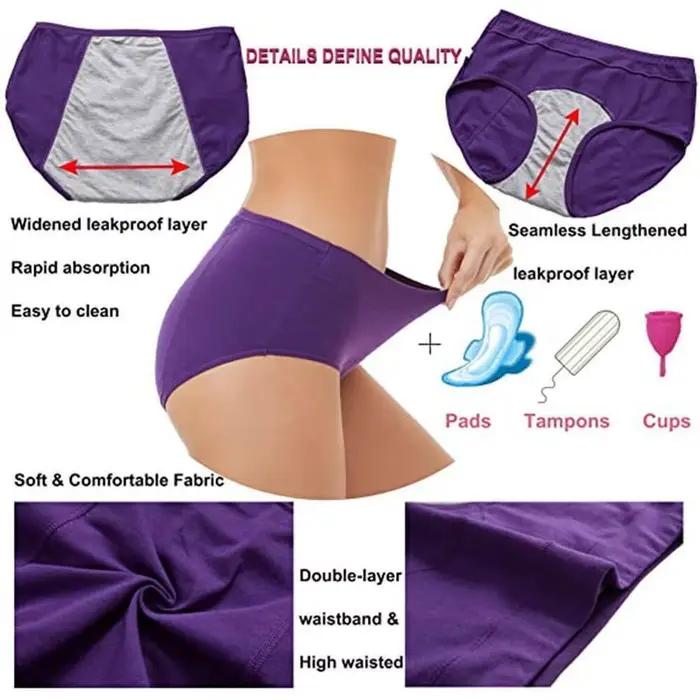 Culotte Menstruelle en Coton de Taille Haute, Sous-Vêtement Menstruel