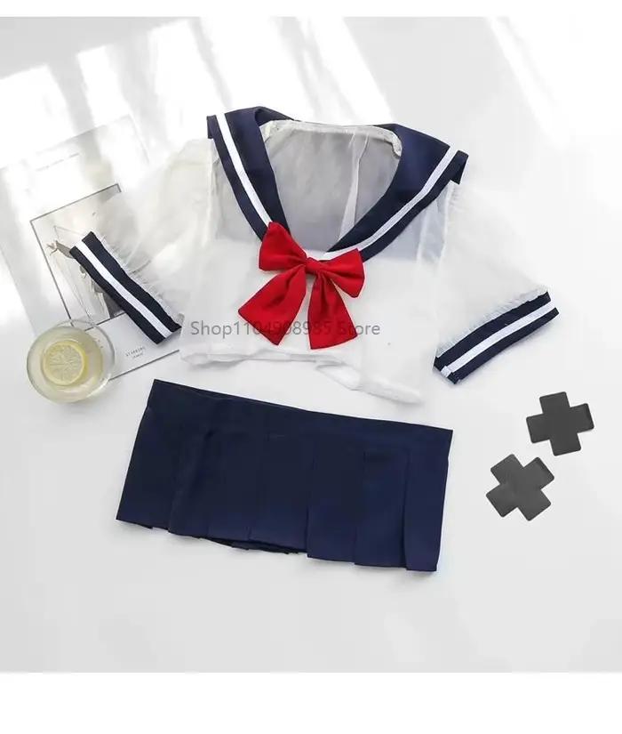 Ensemble de Lingerie Sexy Kawaii, robe de marin mignonne, Costume imprimé fraise Lolita, uniforme d'écolière, Lingerie japonaise Cosplay