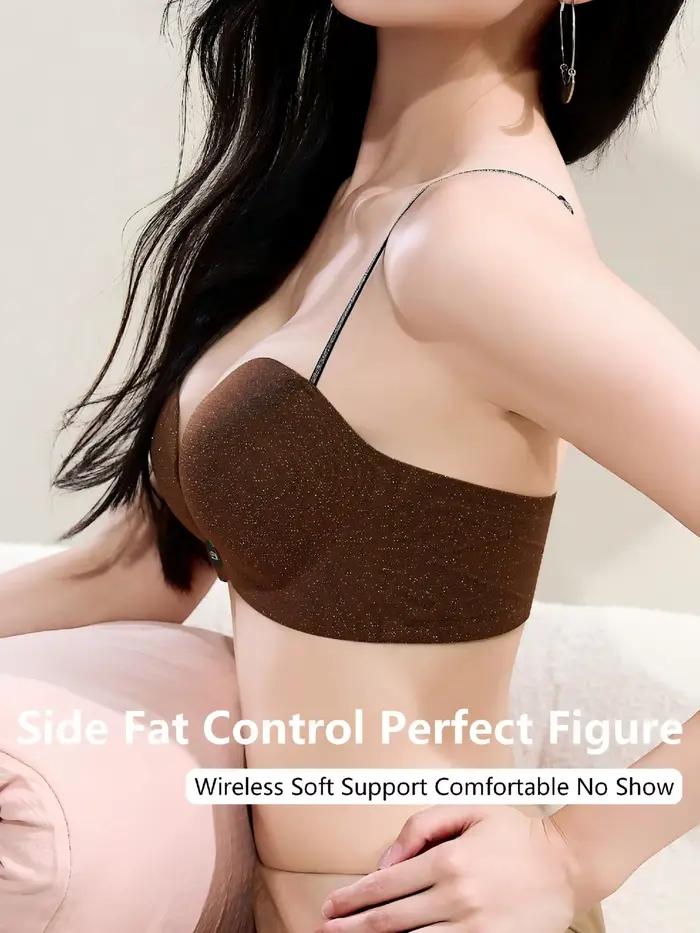 Nouvel arrivage : Soutien-gorge push-up à paillettes pour petites poitrines, sans armatures, bonnets en forme de pétale, décolleté en U profond, maintien doux, contrôle des graisses latérales, invisib