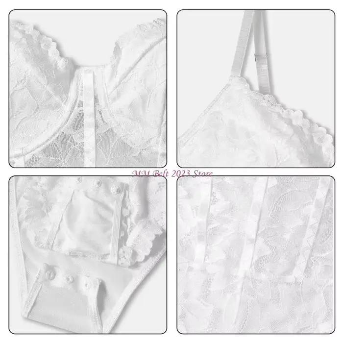 49ME – body à mode pour femmes, orné dentelle, maille légère pour une expérience confortable sensuelle