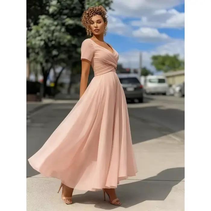 Femmes élégantes Corset invité mariage longue robe Sexy col en V plis fluide soirée remise des diplômes formelle Maxi robe de bal robe de bal