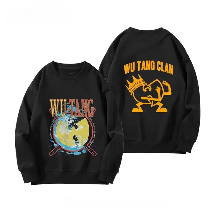 Sweat à capuche col rond Wu-Tang Clan pour garçons – Style rétro vintage, tendance et polyvalent, idéal pour la ville