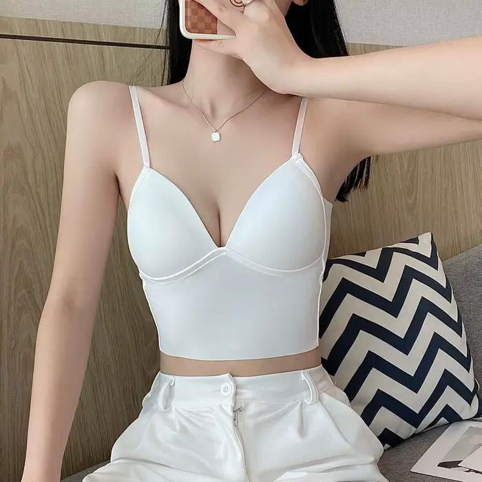 Soutien-gorge débardeur beauté dos fronde gilet fille chaude froncé soutien supérieur tasse fixe avec coussin de poitrine enveloppement poitrine bustier tubulaire sous-vêtements