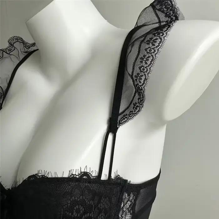 Lingerie érotique pour femmes, Corset Sexy en dentelle française, nouveau body froncé, élasticité, Push Up, matériau en maille, sous-vêtements Bustier