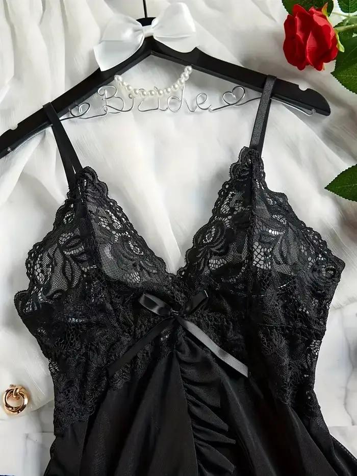 5 tailles choisir M L XL 2XL pyjamas ensembles fronde transparente Lingerie Sexy sous-vêtements pour femmes vêtements de nuit transparents dentelle chemise de nuit +